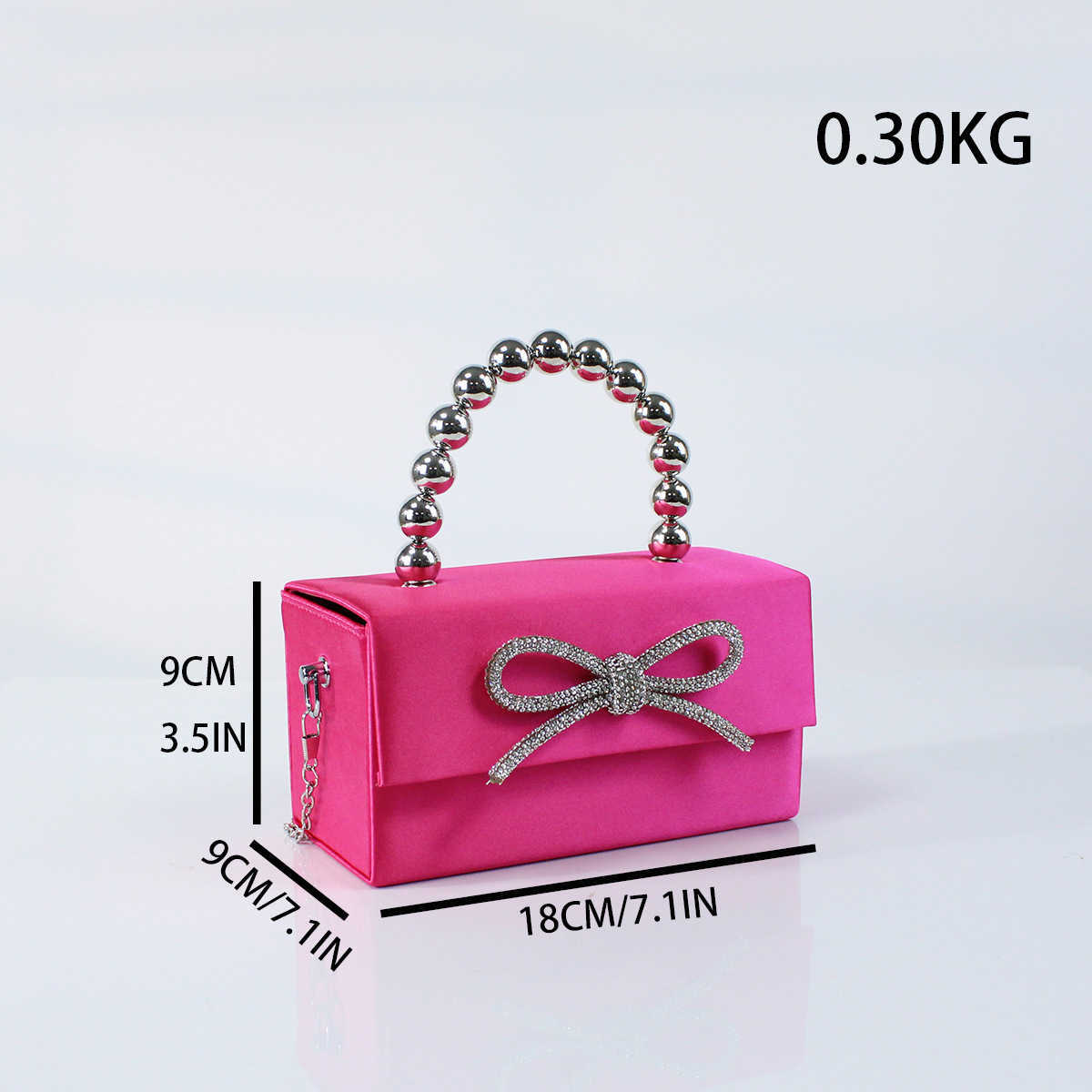 New French Style Shiny Small Square Box Bag with Bowknot for Evening Party, Handheld, Shoulder, and Crossbody Bag
