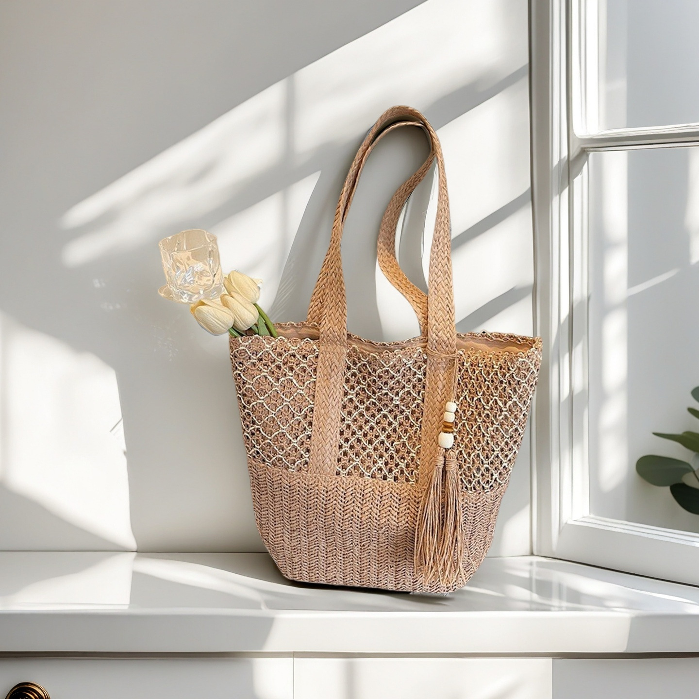 Seaside Beach Vacation Straw Woven Bags Woven Bags Commuting Single-shoulder Bags Large-capacity Tote Bags