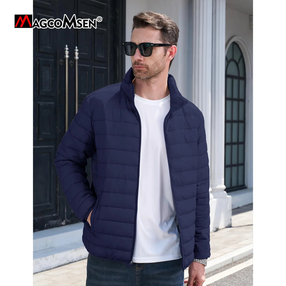 MAGCOMSEN Lightweight Puffer Jacket Mens Winter Thermal Warm Quilted Coat Waterproof Windproof Puffy Jackets Male Windbreaker 251017