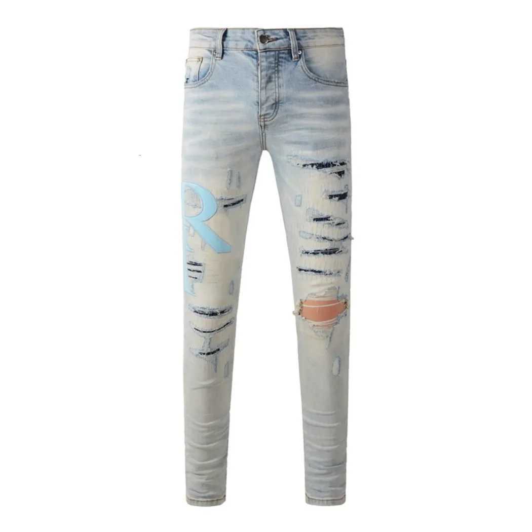 Fashion Top Quality Streetwear Distressed Mens Jeans Vintage Low Rise Stretch Skinny Button Fly Ripped Hold Pants1 Y251105