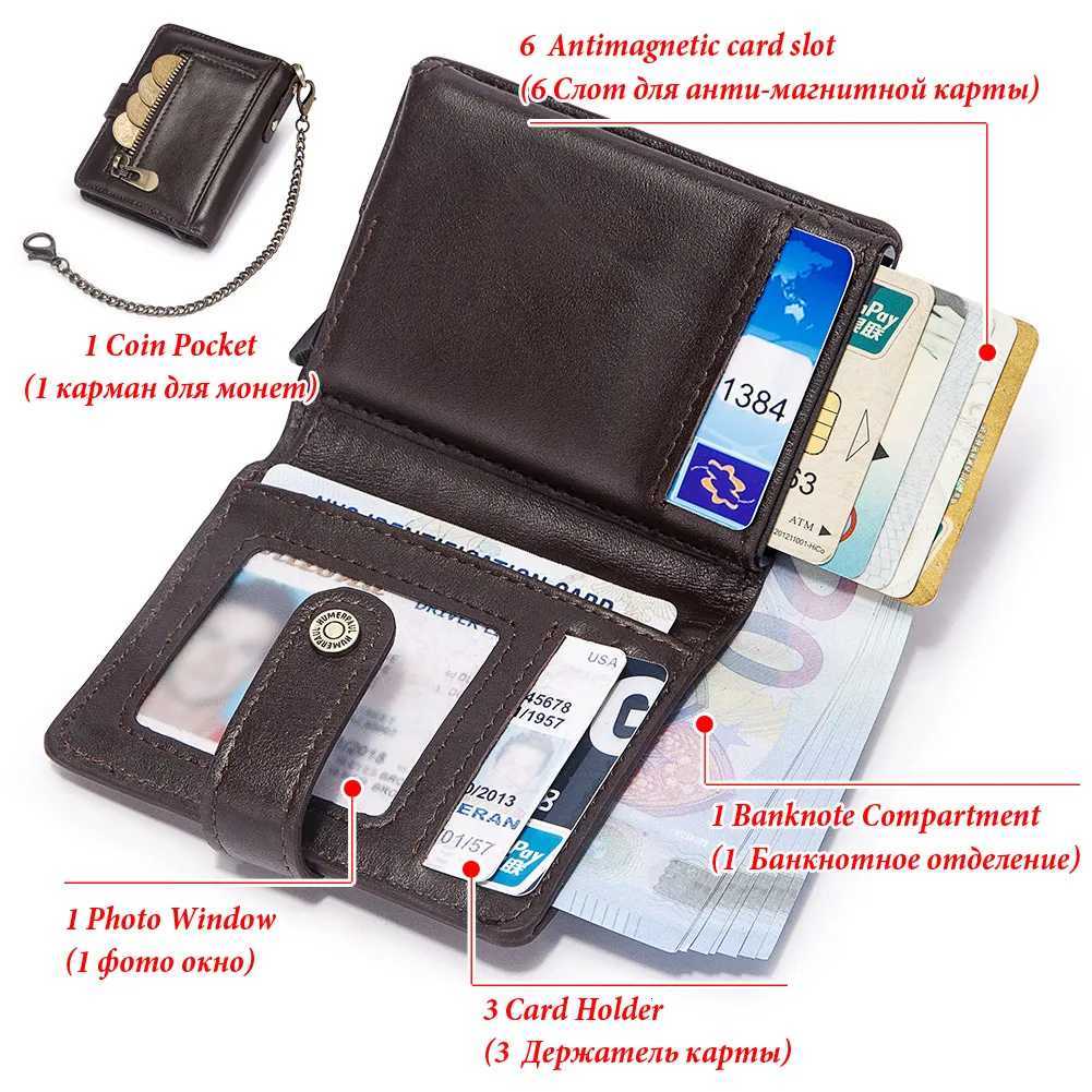 Genuine Leather Small Money Wallets for Men RFID Protected Pop Up Credit Card Holder Aluminium Smart Wallet with Money ClipW251017