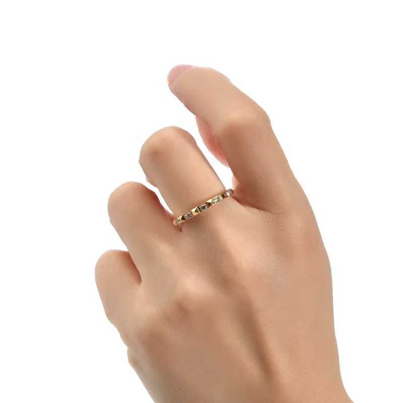 2mm Thin Stainless Steel Pyramids CZ Eternity Ring Wedding Band for Women Girl Size 510W251017