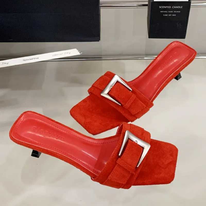 High Quality Satin Square Toe Women Sandals Sexy Open Toe Metal Buckle Designer Shoes Fashion Comfort Thin Heeled Slide Sandals Z251015