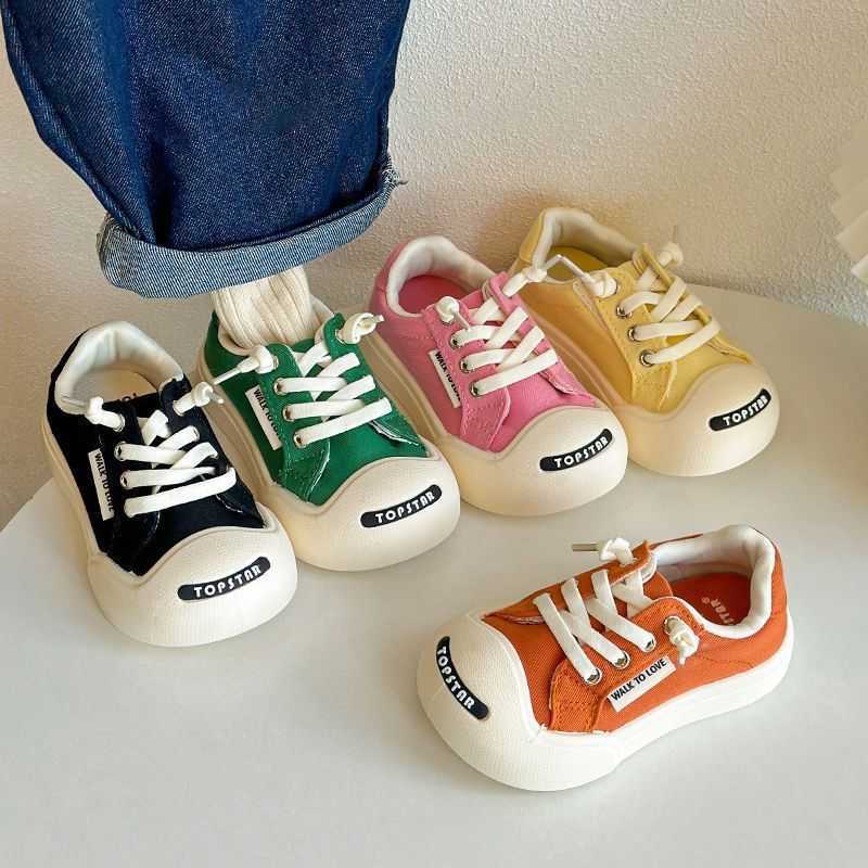 New Childrens Ugly and Cute Canvas Shoes Spring and Autumn Boys and Girls Velcro Board Shoes Korean Edition Laughing Baby White Shoes W251017