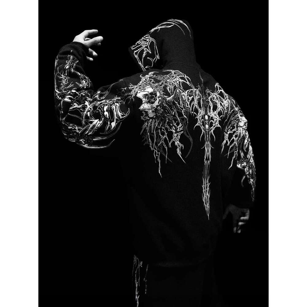 Women's Gothic Angel Wings Cross Graphic Hoodie - Black Pullover With Front Hooded Sweatshirt For Everyday & Special Ocns, Sweater Casual Wear, I