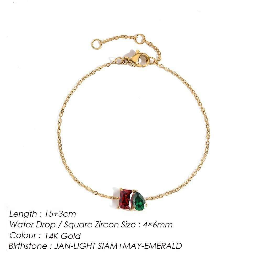 St.delan Fashion Water Drop Shape Square Light Bracelet Zircon Twee Birthstone Jewelry ddmypluto