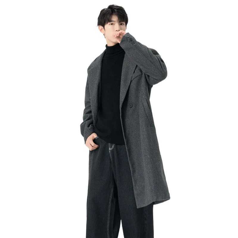 One Breasted Long Woolen Trench England Style Wool Blends Coat Autumn Winter Business Casual Fashion Mens Woolen Windbreaker J251017