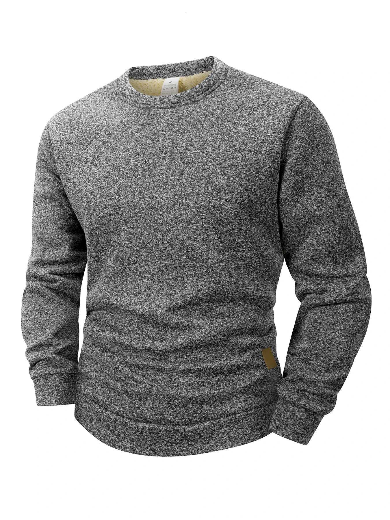 New Mens Round Neck Fleece Sweatshirt Solid Color Loose Casual Pullover Men Fashion Warm Long Sleeve Hoodies Men Clothing SXXXL Z251017