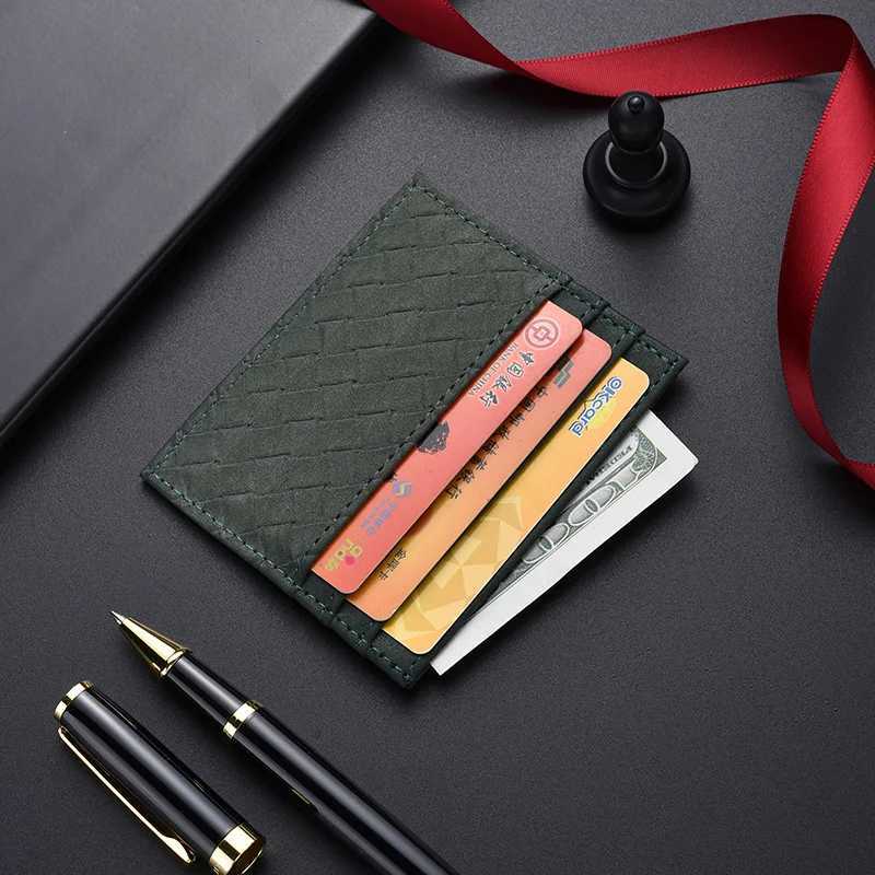 2025 new light and thin card bag mini ultrathin onepiece mens and womens small woven soft leather card holderW251017