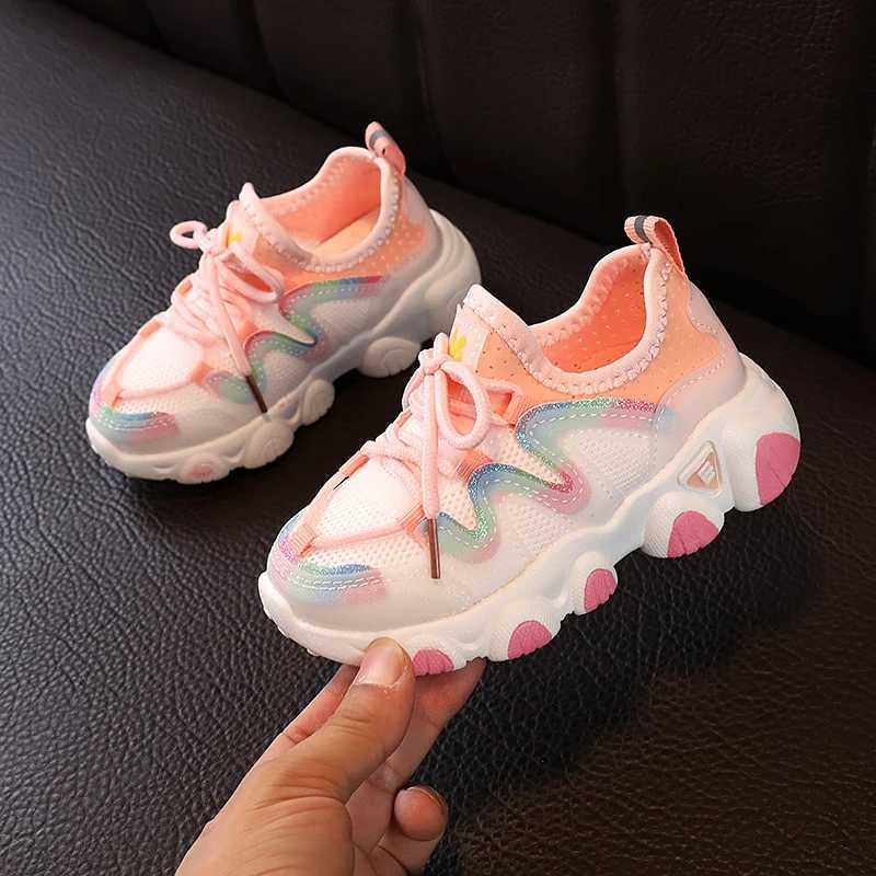 1 pairs Spring and Autumn New Childrens Shoes Breathable Elastic Lycra 15 Year Old Girls Baby Shoes Sports and Casual ShoesT251017