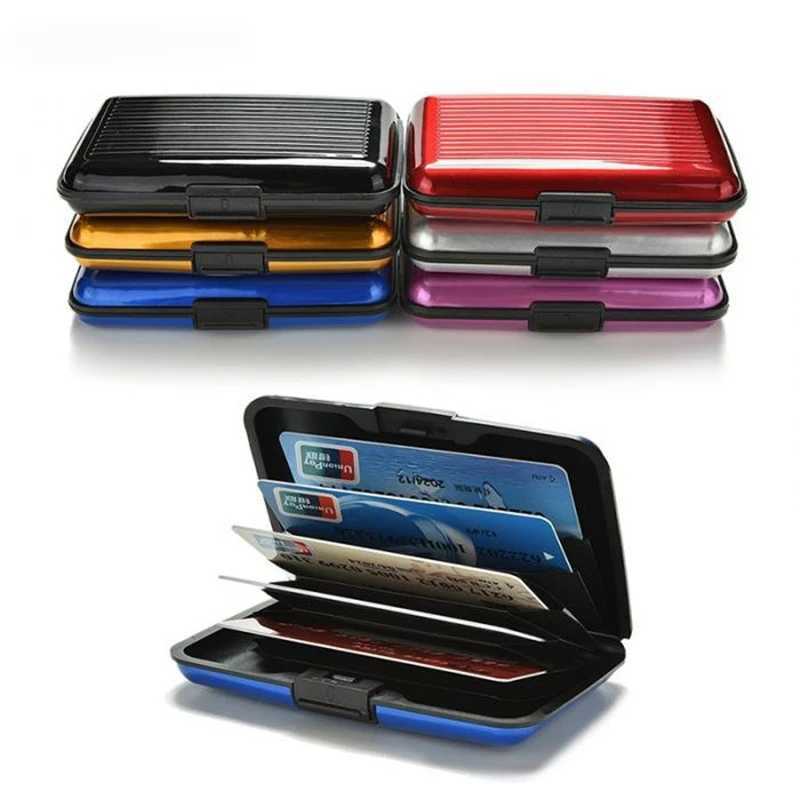 1Pc Men Aluminum Bank Card Holder Blocking Hard Case Wallet Solid Credit Card AntiRFID Scanning Protect Card HolderW251017