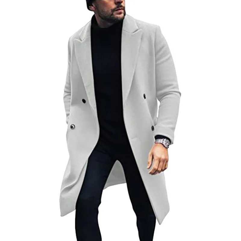 In Stock plus Size Autumn and Winter Woolen Coat Mens Woolen Trench Coat J251017