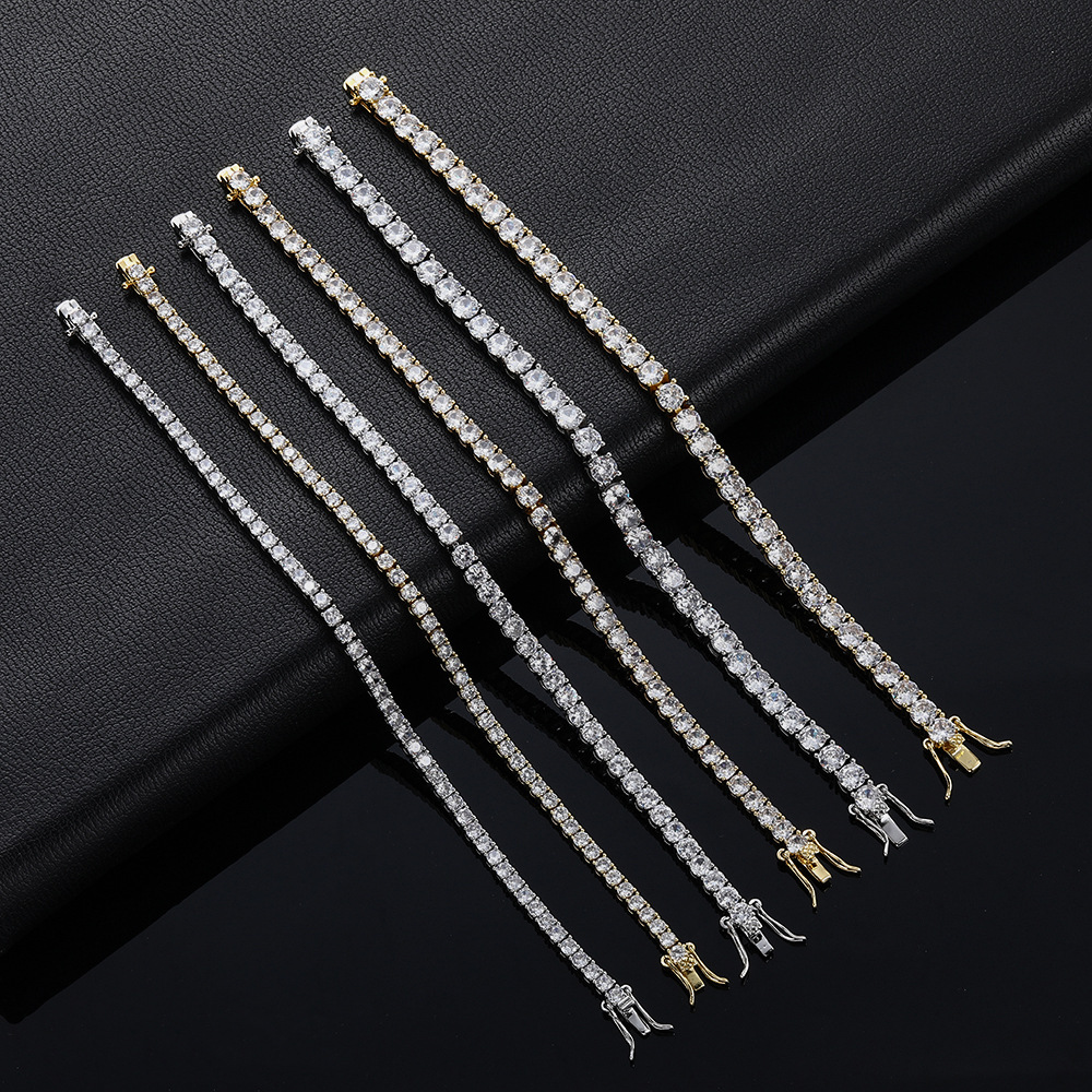 Tennis Bracelet Women Diamond 3mm 4mm 5mm Gold Platinum Rose Gold Bracelet Full Diamond Zircon 18K 6inch 7inch 8inch 9inch Real Gold Bracelet Luxury W