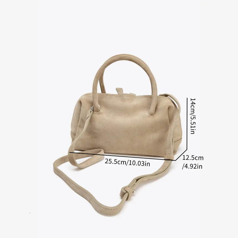 WOMENS SUEDE BOWLING BAG Fashion Handbag Purse For Women Croosbody Boston Bag for Ladies Small 251011