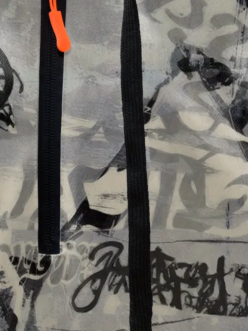 Letter decoration Comfort-Fit Mens Half-Zip Hoodie - Versatile Loosely Fitted Sweater for Daily Wear 2-1-5