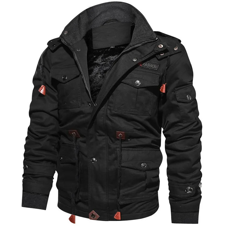 Mens Hooded Winter Jackets Plush Thickened Coat Autumn Large Tactical Cotton Medium And Long Work Clothes Bomber Tactical Coats 251017