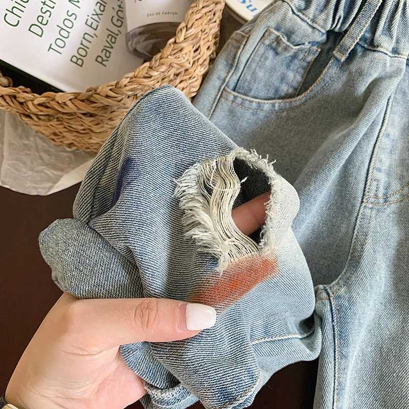 Childrens Jeans 2025 Autumn Spring Denim Pants for Kids Boys Ripped Trousers Fashion Teenager Casual Jeans Baby ClothingT251017