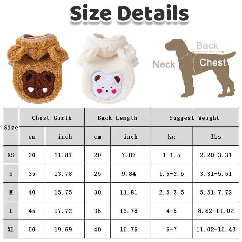 Fleece Winter Dog Clothes Bear Print Puppy Thick Warm Hoodie Chihuahua Yorkie Jacket for Small Medium Dog Cat Coat Pet AapparelW251017