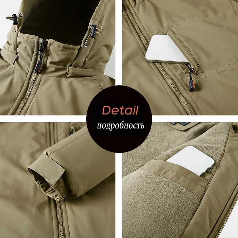 Winter Man Fleece Outdoor Windproof Jacket Man Detachable Hat Outwear Jackets Male Multi Pocket Work Safari Jacket Plus Size 8XL J251017