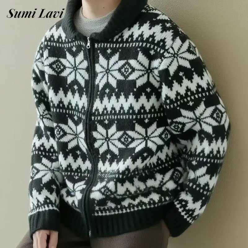 2025 Fall Winter Christmas Vintage Cardigans Mens Knitting Long Sleeve Zipup Sweater Jackets For Men Vintage Knit Sweatercoats J251017