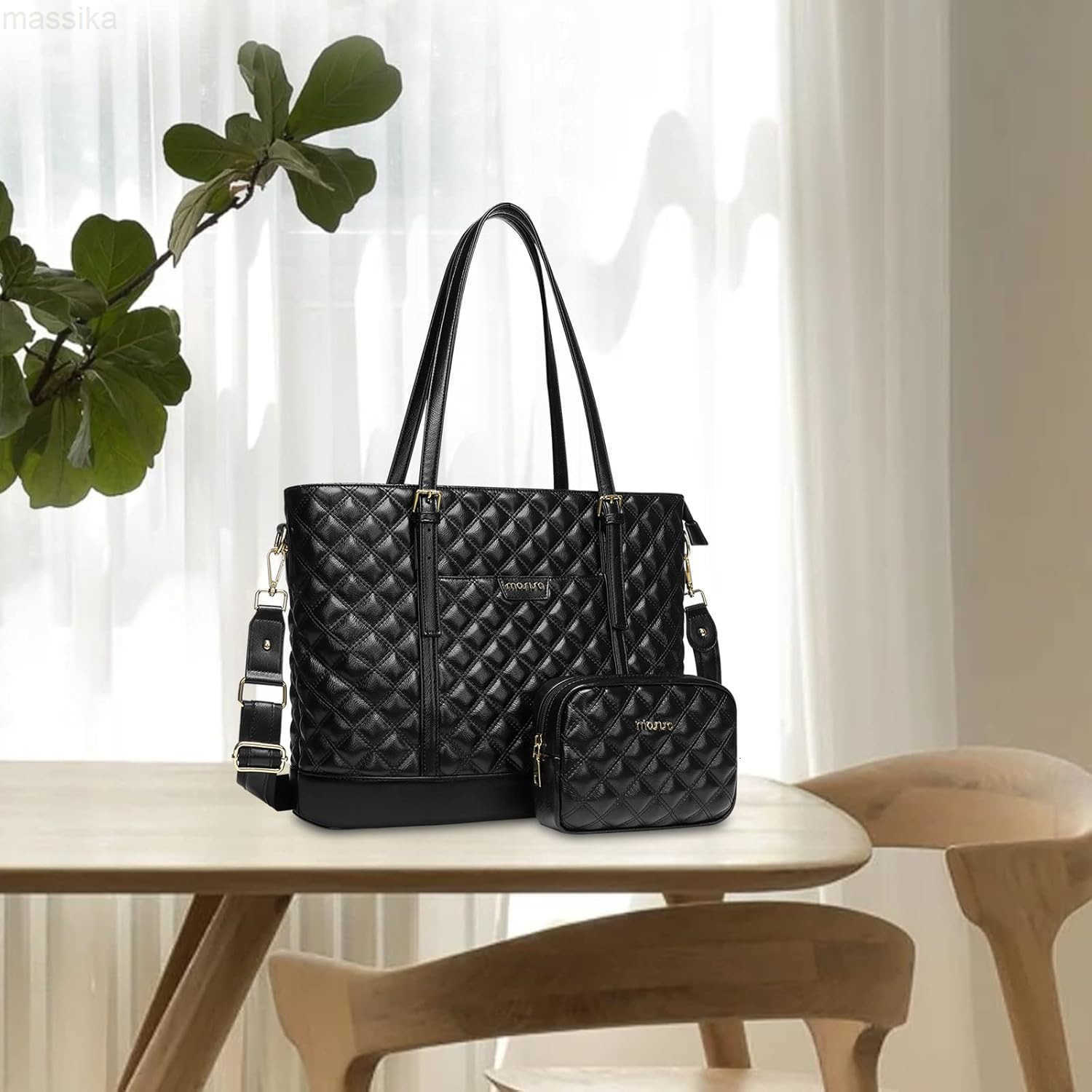 Laptop Tote Bag for Women 156 inch Briefcase Computer Bag Compatible with MacBook HP Dell Asus Notebook 16 inch Large Capacity Rhombus Quilted Leather