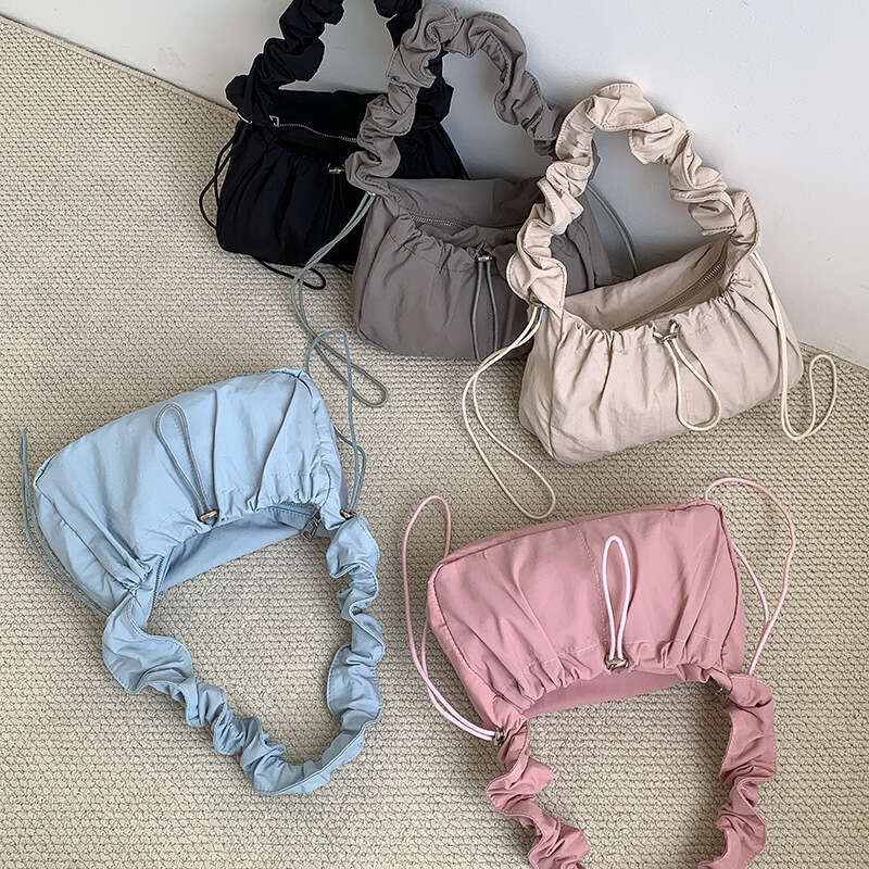 Pleated Underarm Cloud Elegant Simple Korean Style Single Shoulder For Women High-End Niche Nylon Bag Commuting Versatile B5
