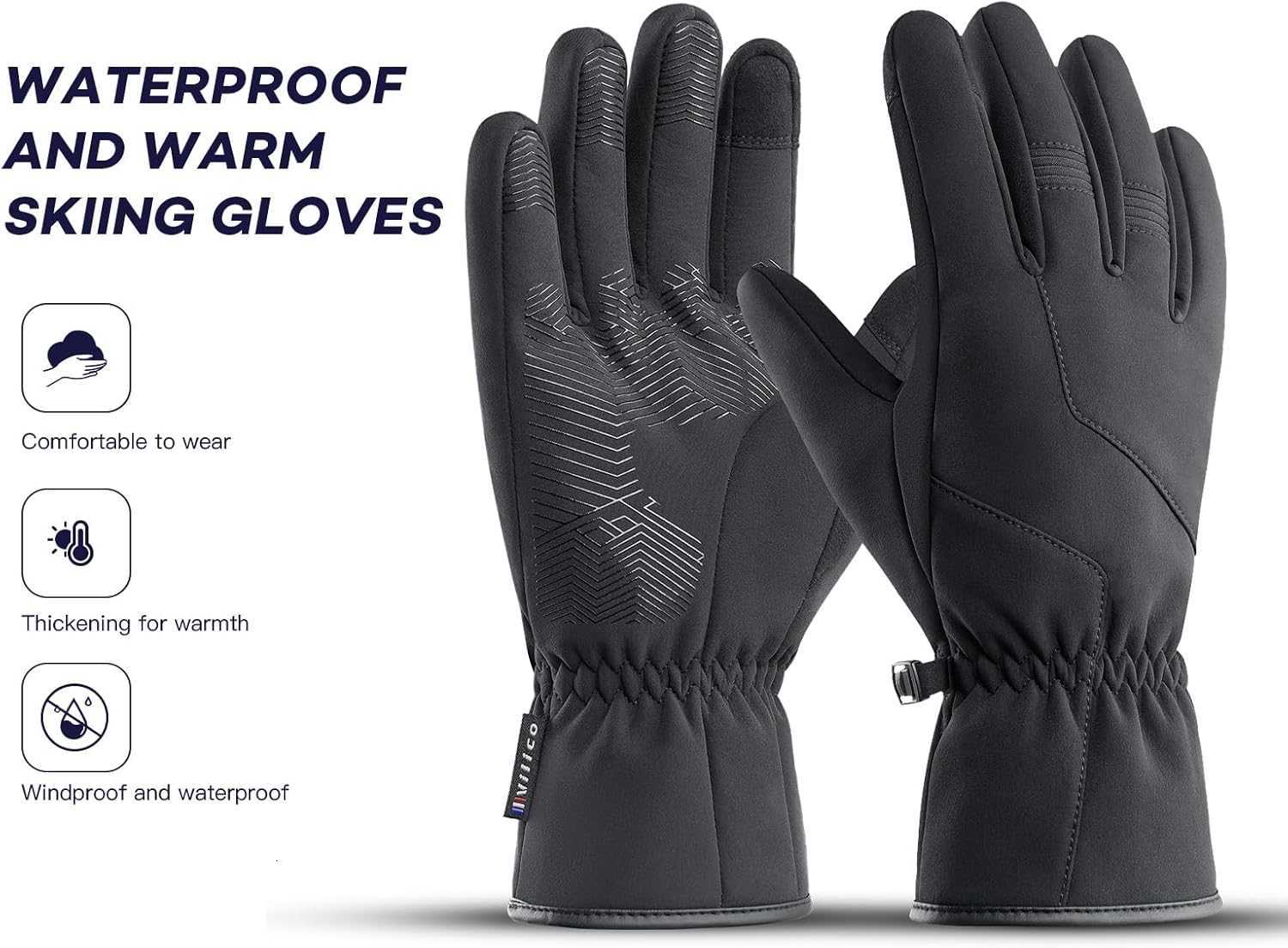 Winter Gloves for Men Women Fully Windproof Waterproof Thermal with Touchscreen Fingers AntiSlip Palm Warm Gloves for Cold Weather Cycling Driving Hik