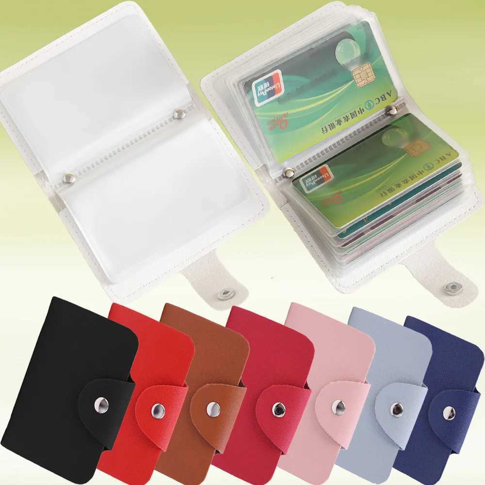 24 Bits Credit Card Holder Business Bank Card Pocket PU Large Capacity Card Cash Storage Clip Organizer Case ID Holder WalletW251017