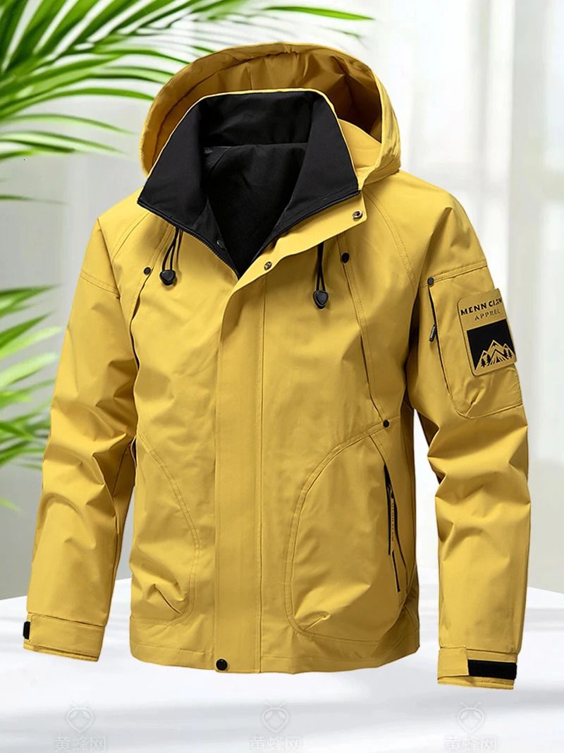 Waterproof Jacket Men Outdoor Softshell Zip Up Hooded Jacket Windbreaker Hiking Camping Coats Lightweight Spring Autumn Coats 251017