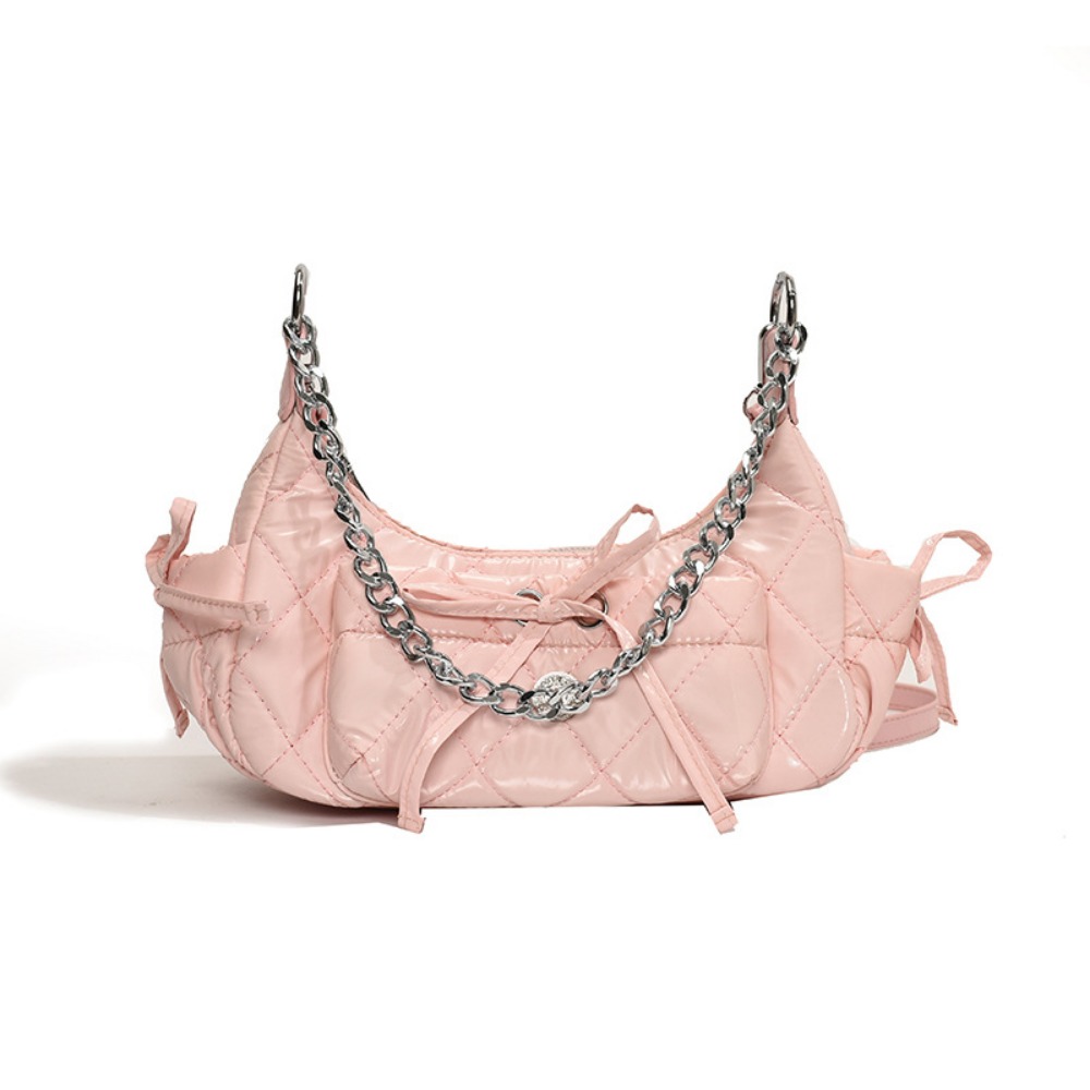 Trendy Womens Under-the-Arm Sling Bag with Cute Floral Accents Versatile Pink Crossbody Pouch