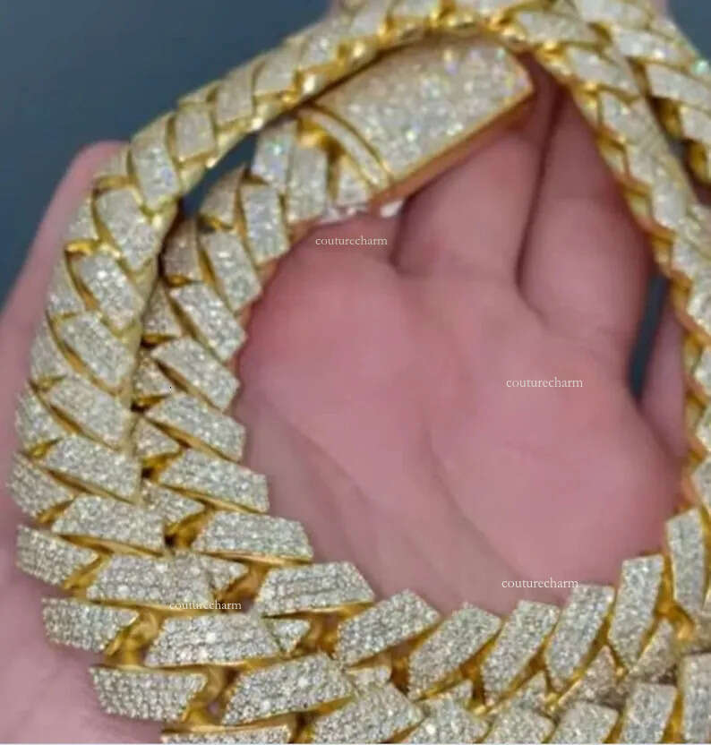 moissanite Cuban Link Chain Custom chain Pendant Necklaces Pass Test Vvs Moissanite Dia Hip Hop Men Jewelry