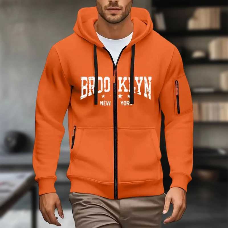 Fall Mens Casual Long Sleeve Hoodie Sweatshirt Jacket with Zipper for Relaxed Outings Male Fashion Z251017