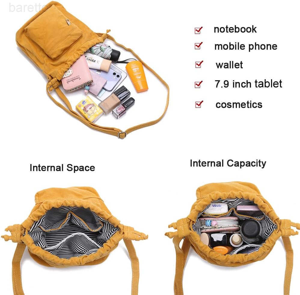 Crossbody Bags for Women Small Canvas Drawstring Bucket Purse Cute Little Boho Bag Z251017