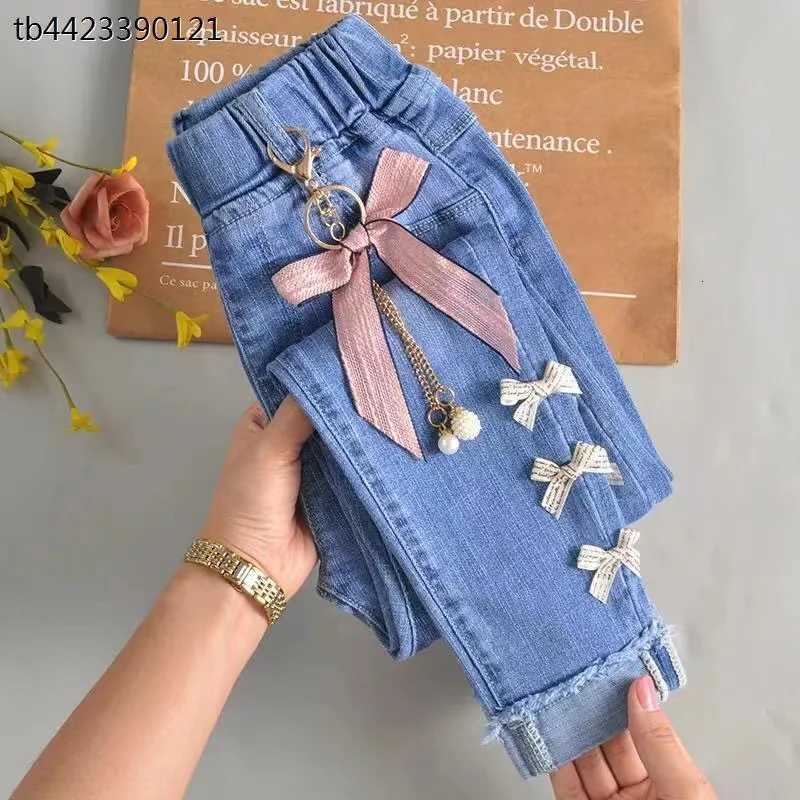 214 Years Spring and Autumn Casual Kids Embroidery Design Kids Jeans Trousers For Girls Jeans Pants Teen Childrens ClothingT251017