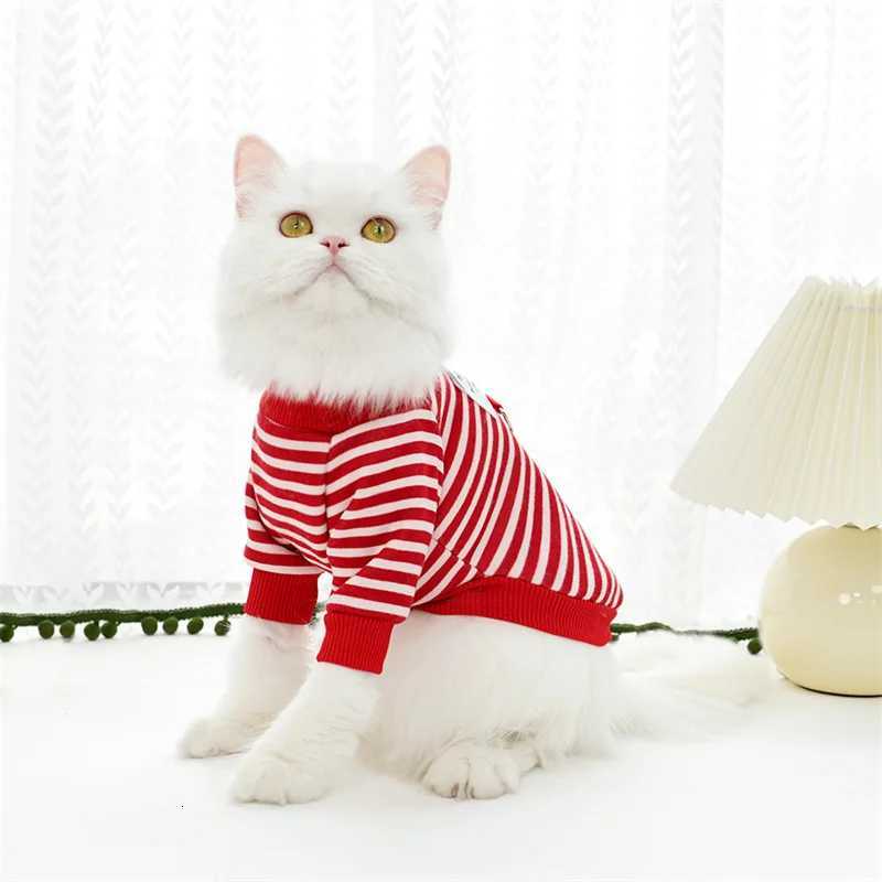 Dog Cat Hoodies Stripe Sweatshirt Spring Autumn Dog Clothes for Small Medium Dogs Cats Puppy Pullover CoatW251017