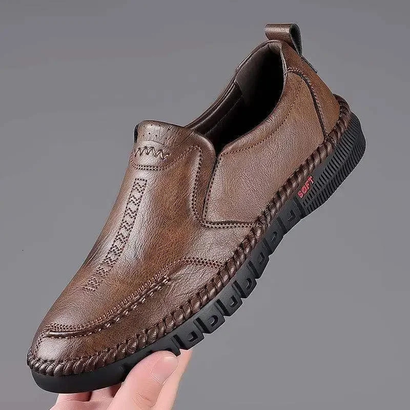 Fall Mens Casual Leather Shoes SlipOn Breathable Comfortable Business Casual Footwear Dad Shoes PU Leather Upper 251013