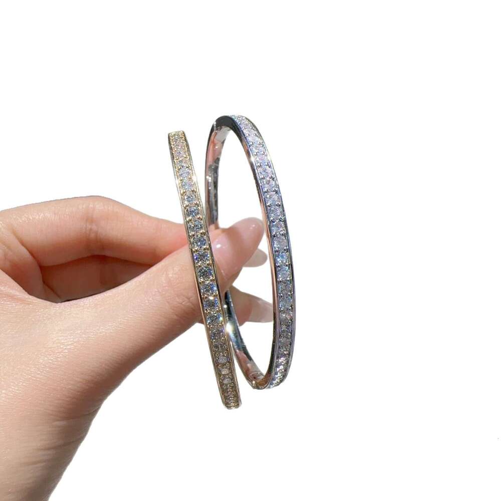 Light Versatile Single Row Round Dia Bracelet Gold and Sier Two-tone Optional Exquisite Sparkling Fashion Jewelry