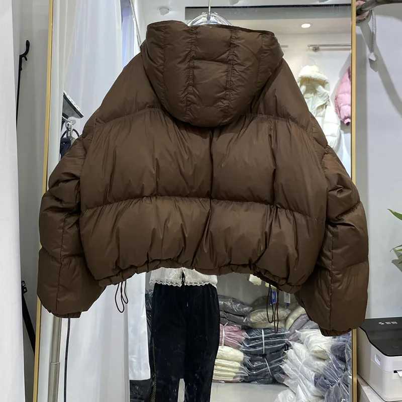 Temperament Short Womens Coat2025 New Winter Thickened Down Jackets Women Hooded Loose White Duck Down Women Down Jackets H555 W251016