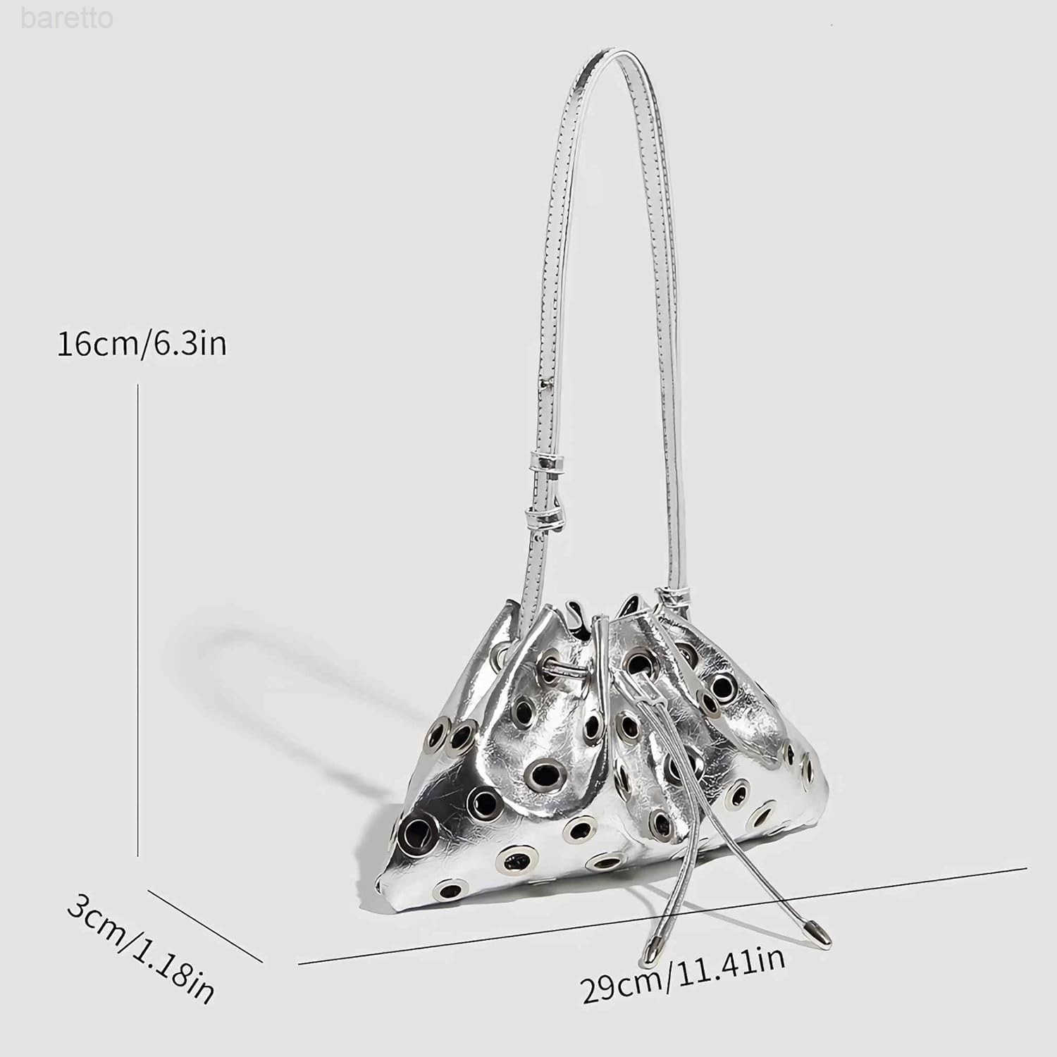 silver y2k purse for women cool sparkly bucket purse cute aesthetic fashion bag small silver clutch bag Z251017