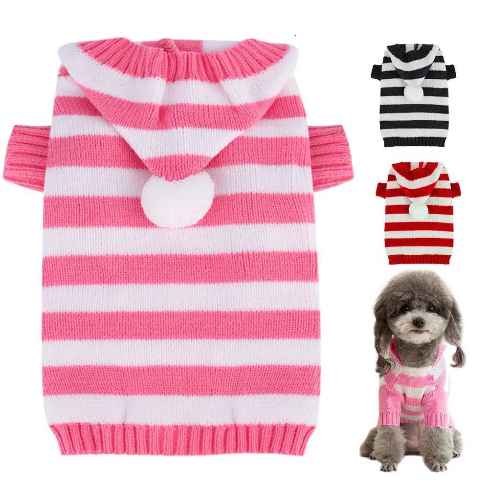 Christmas Dog Cat Sweater Warm Winter Puppy Dogs Clothes With Hat Striped Christmas Jacket Coat Pug Yorkies Yorkshire ClothingW251017