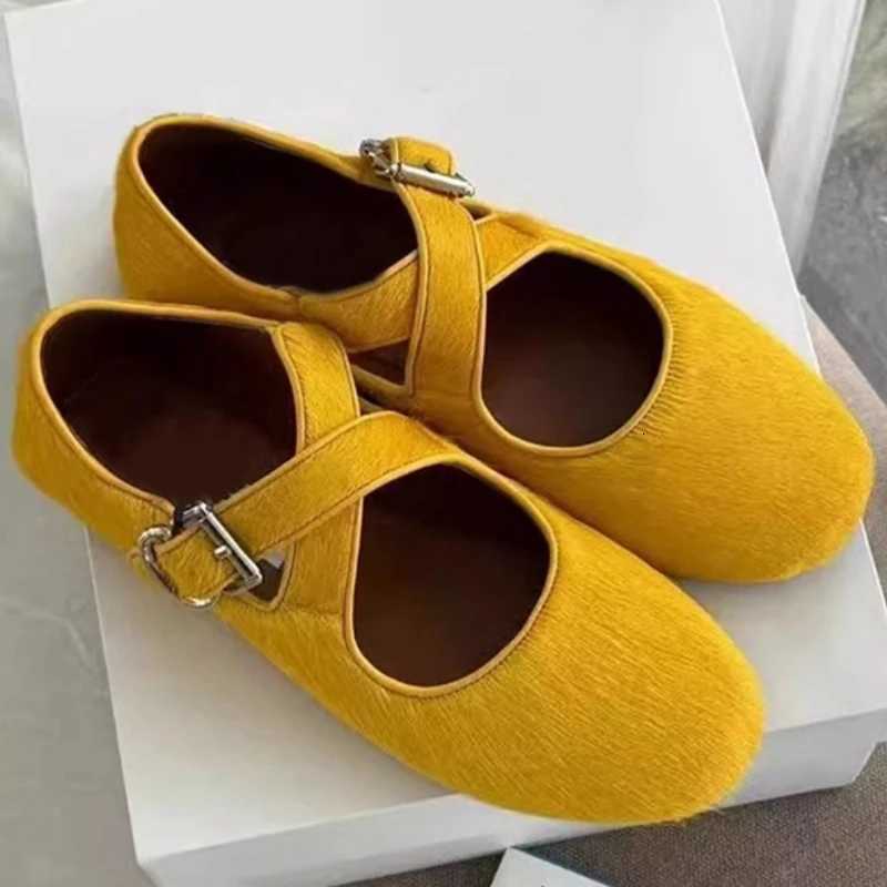 Fashion Cross Tied Round Toe Flat Sandals Satin Buckle Ballet Flats Women Simple Comfortable Slip Resistant Mary Jane Women Shoe Z251015