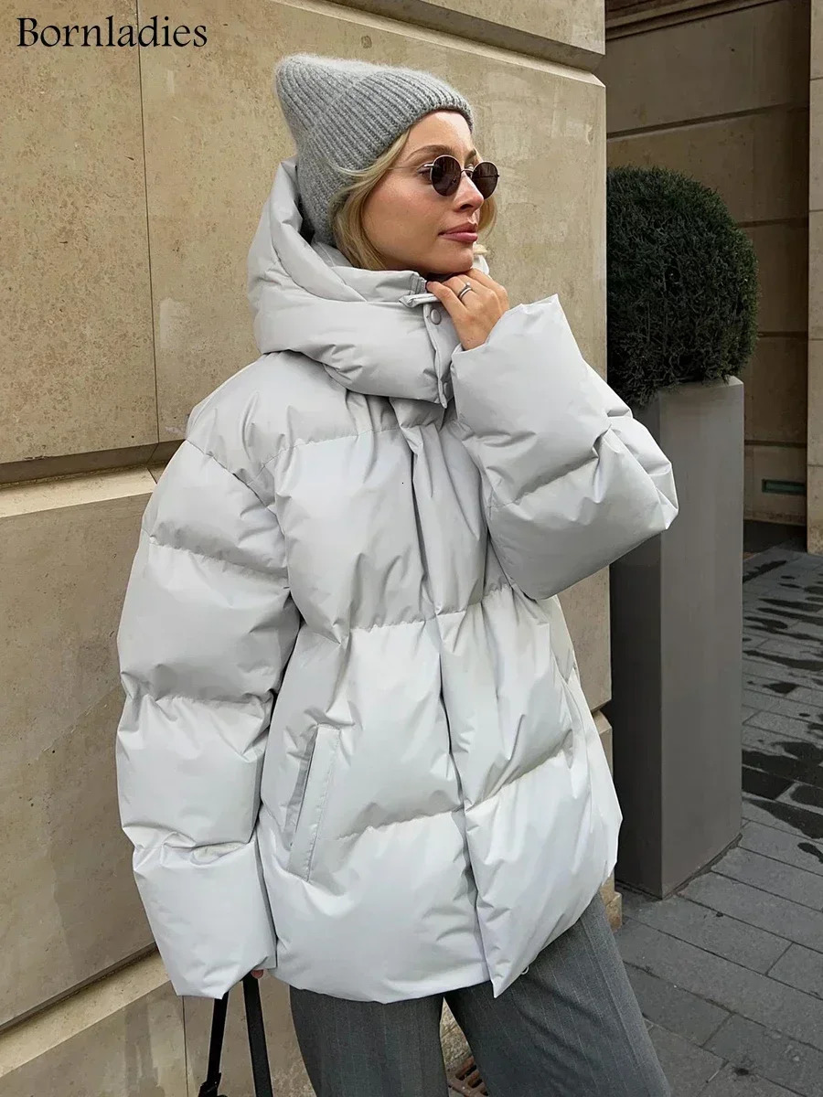 Bornladies Quilted Jacket Women Winter Loose Parkas Coat Vintage Bread Jacket Outwear Office Ladies Warm Cotton Puffer Jackets 251017