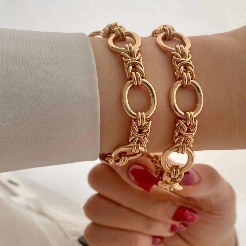 Gold Plated Chain Bracelets For Women, Chic Cool Bangles, Stainless Steel Links, Punk Gothic Charm Bracelet, Stylish Jewelry