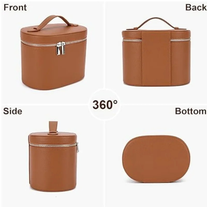 Free Custom Name Portable Travel Storage Bag Removable Cosmetic Bag with Separate Washing Compartment Pebble Leather251011