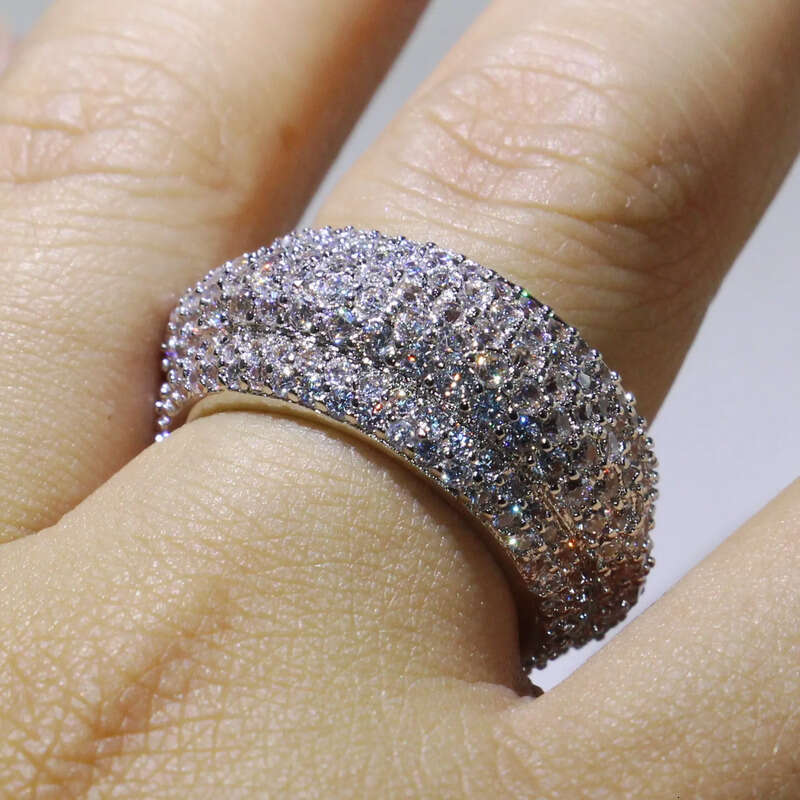 Victoria Wieck Sparkiling Jewelry Sterling Sier Full Pave White Sapphire CZ Dia Gemstones Women Wedding Circle Band Ring