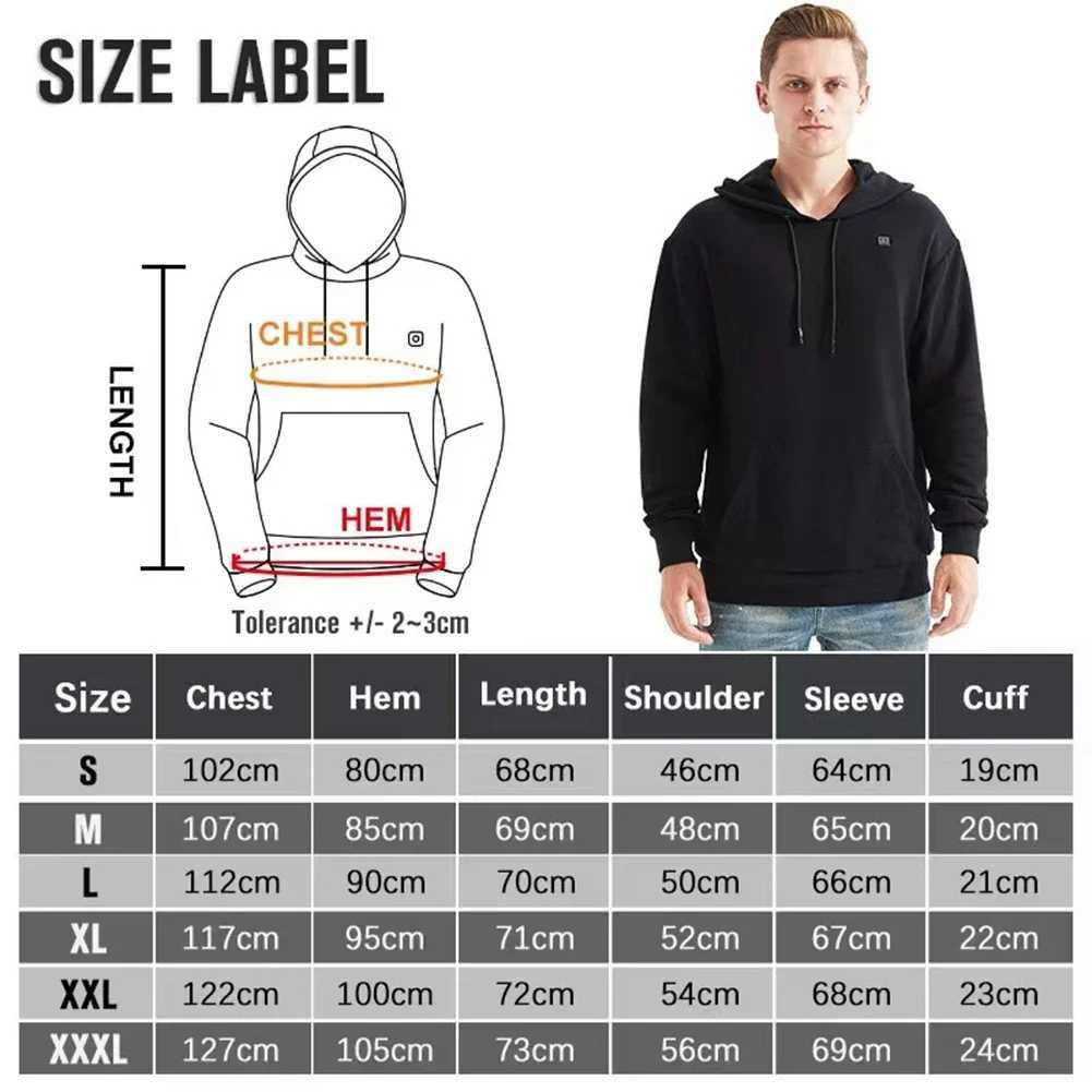 Men Women USB Heating Hoodies USB Rechargeable Long Sleeve Streetwear Loose Coats 3 Heat Levels for Camping Outdoor Work Fishing H251017