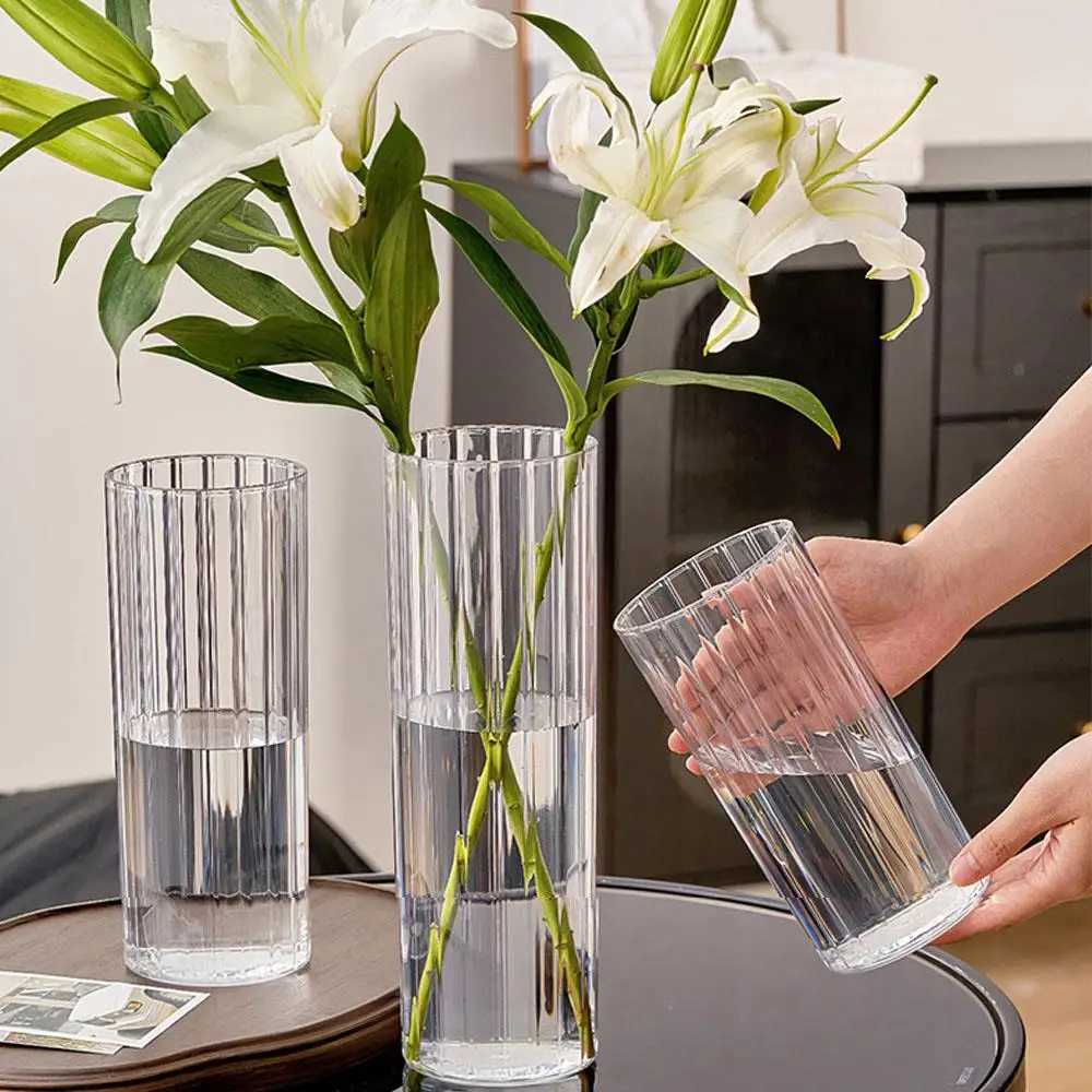 1Pcs Unbreakable Hurricane Tall Large Plastic Vases For Wedding Centerpieces Hydroponic Decor Transparent Cylinder Flower Vase C251017