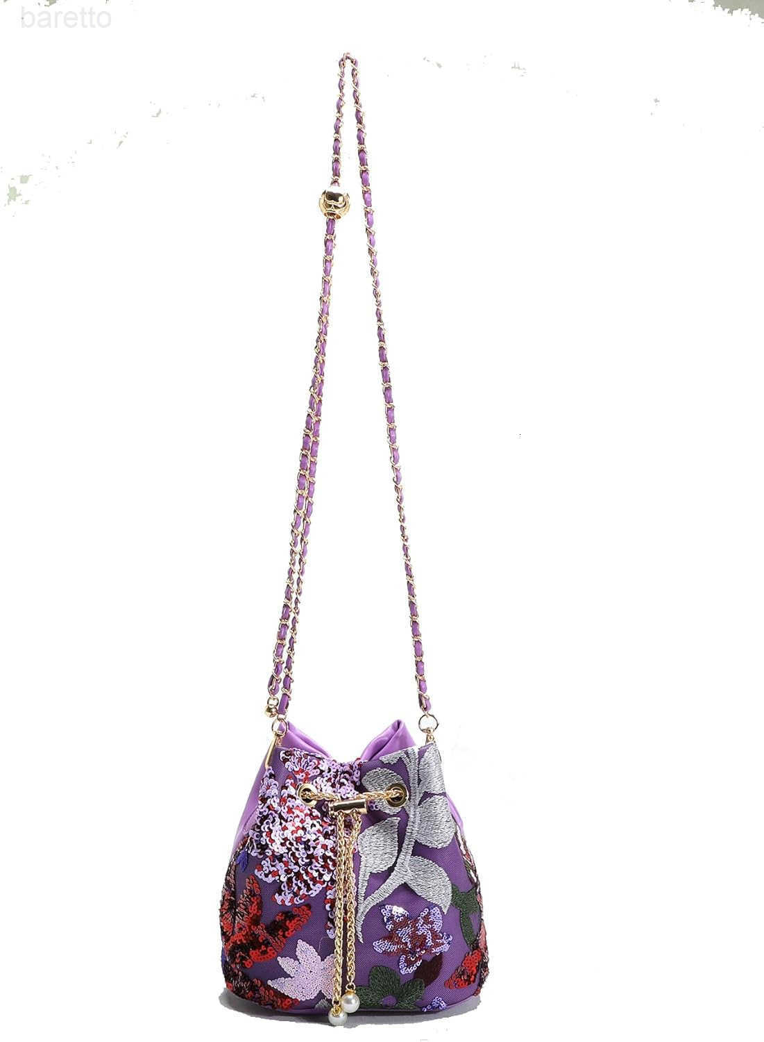 Bucket Bag Chinese Retro Crossbody Bags Embroidered Flowers Chain Handbag For Travel Daily Shopping 1PCS Z251017
