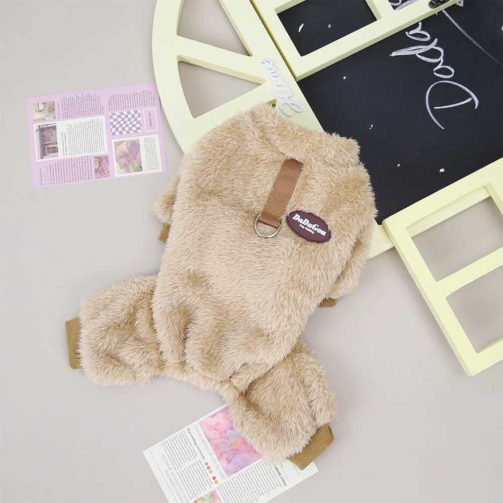 Soft Puppy Clothes Winter Thicken Fleece Pet Jumpsuit For Small Medium Dogs Cats Solid Color Coat Chihuahua Yorkshire CostumeW251017