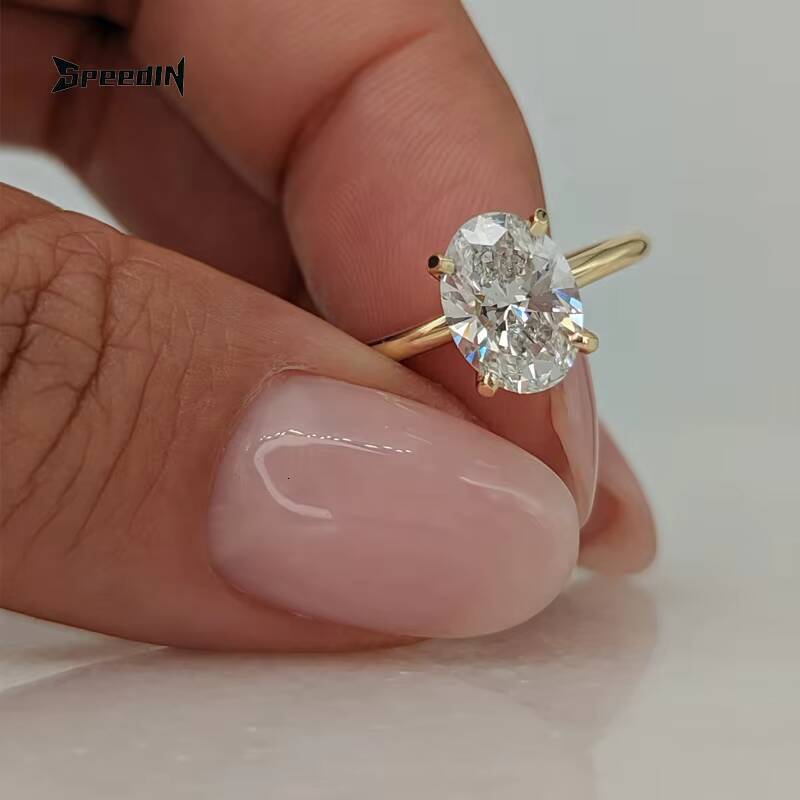 Speedin 05Ct 1Ct 15Ct 2Ct Oval Cut Lab Grown Diamond Rings DVS1 Diamond Solitaire Engagement Ring Double Claws